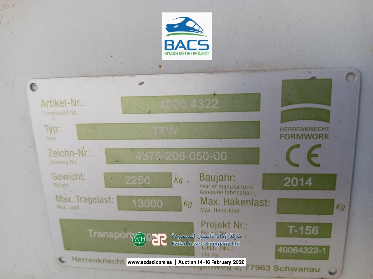 2014 Herrenknecht Formwork 13 Ton Transport Wagon-45156579